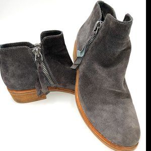 Dolce Vita Sutton‎ Dark Gray Suede Leather Ankle Bootie Double Zipper SZ …